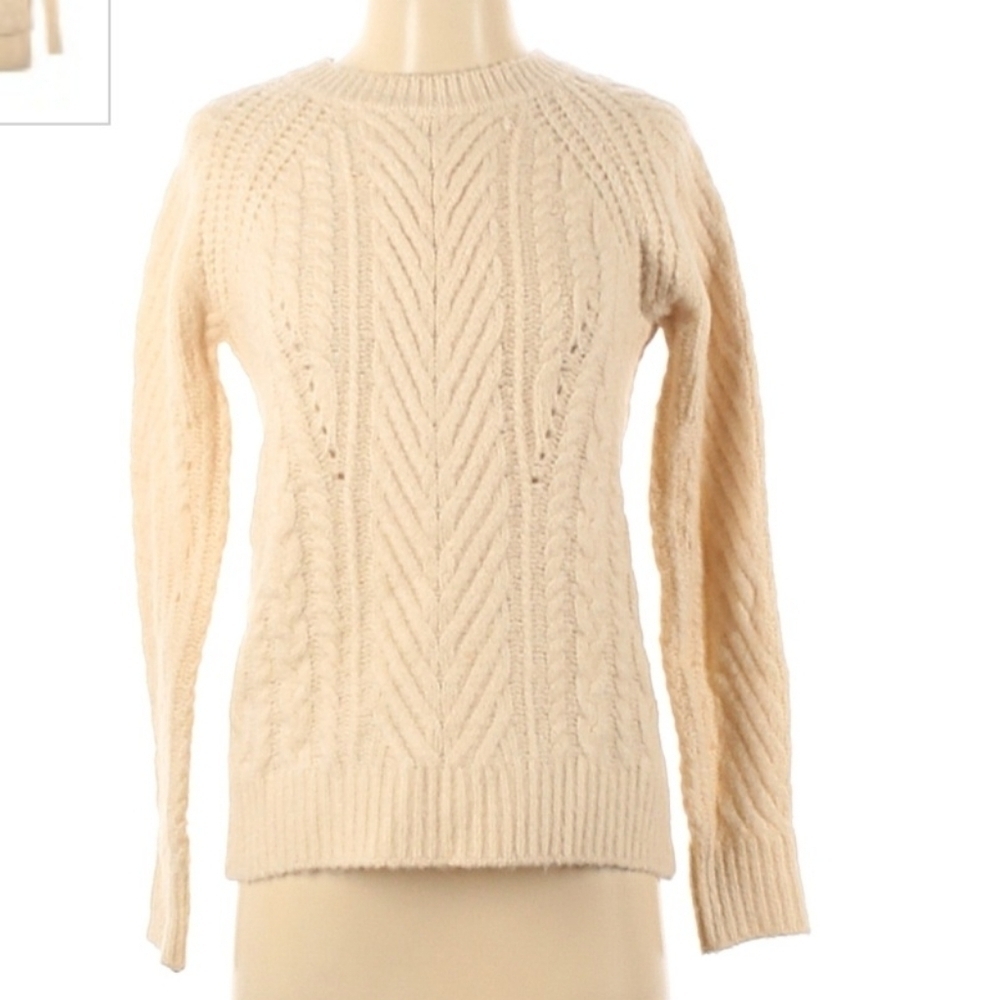 Forever 21 Contemporary Cable Knit Pullover Cream Sweater Women's XS Warm EUC